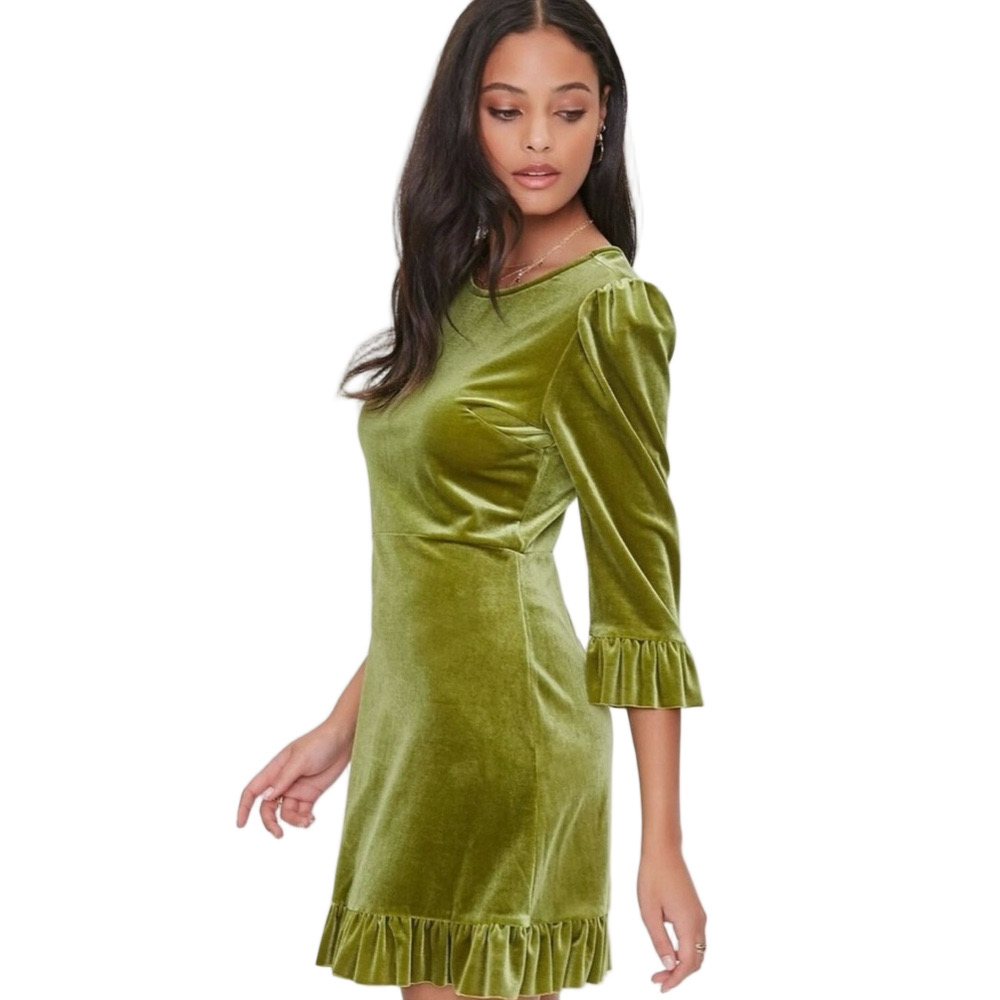 Forever 21 green velvet dress